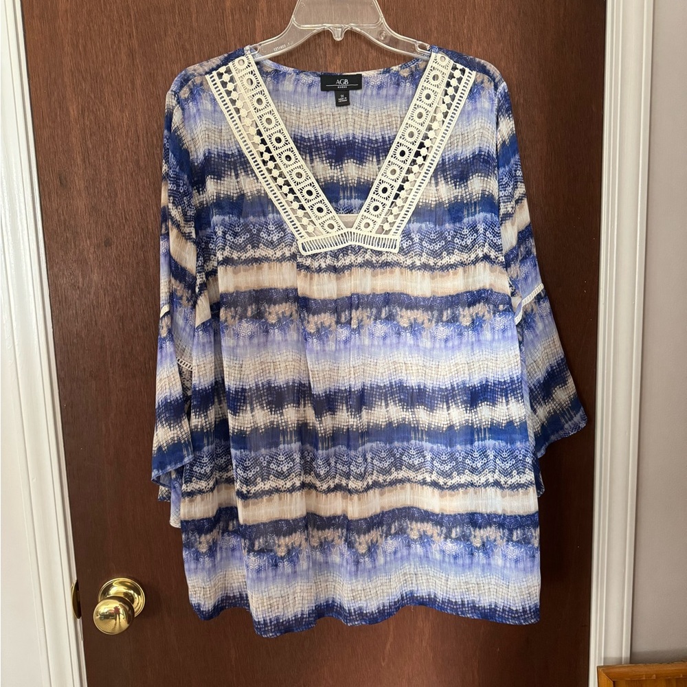 AGB Purple and Cream Patterned Women’s Blouse